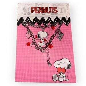 Peanuts Snoopy Kids Charm Necklace - Red and Silver